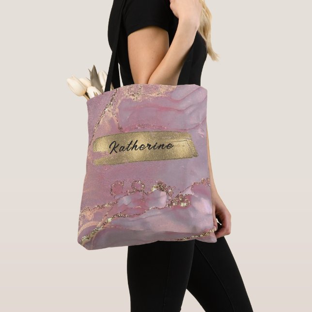 Tote Bag Monogramme de Parties scintillant Diamant Or Rose (De près)