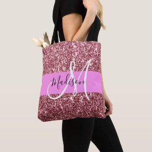 Tote Bag Monogramme de Parties scintillant dorée Glam Blush