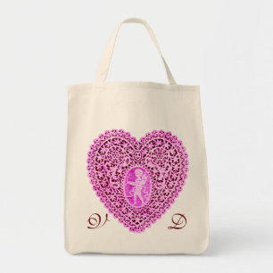 TOTE BAG MONOGRAMME DE VIOLET ROSE COEUR DE LAMPE CUPID