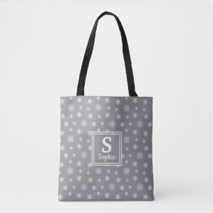 Tote Bag Monogramme des motifs gris de Noël