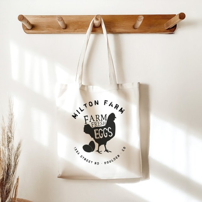 Tote Bag monogramme des oeufs frais de ferme (Créateur téléchargé)