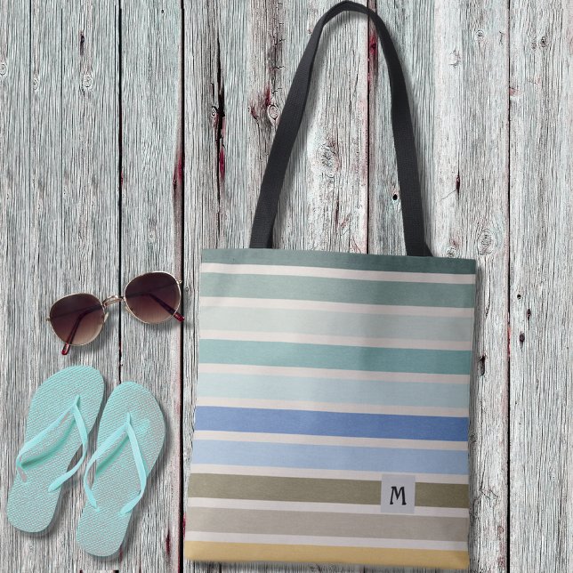 Tote Bag Monogramme Des Rayures De Plage (Créateur téléchargé)