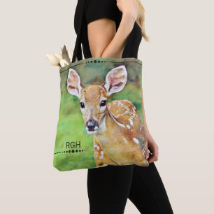 Tote Bag Monogramme d'illustration de cerfs communs de béb