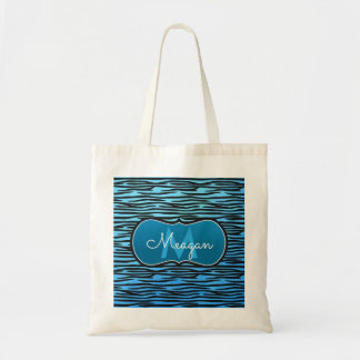 Tote Bag Monogramme d'impression de tigre bleu