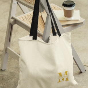 Tote Bag Monogramme d'or beige neutre