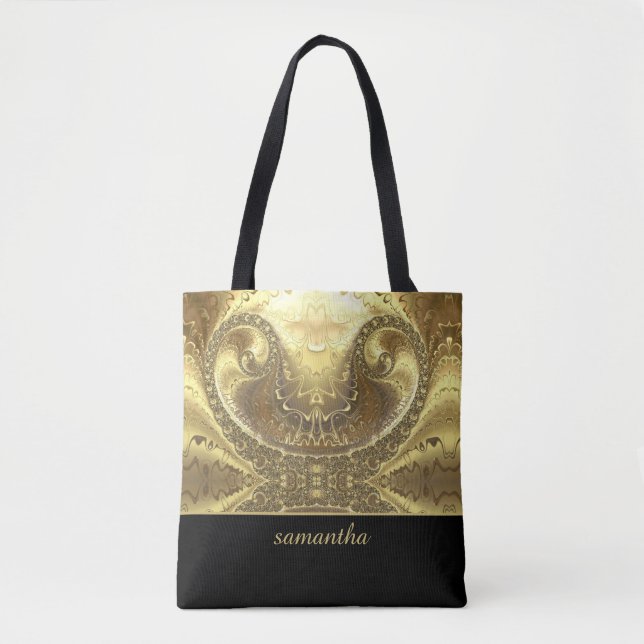 Tote Bag Monogramme doré et noir (Devant)