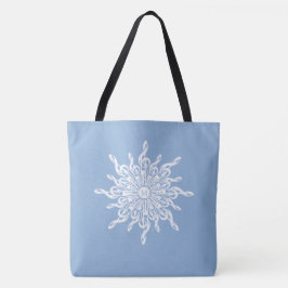 Tote Bag Monogramme d'ornement bleu d'hiver G-Clef Snowflak
