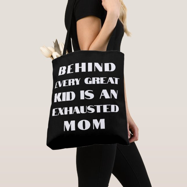 Tote Bag Monogramme drôle meilleure maman typographie noir  (De près)