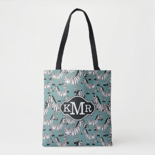 Tote Bag Monogramme du motif de zèbre