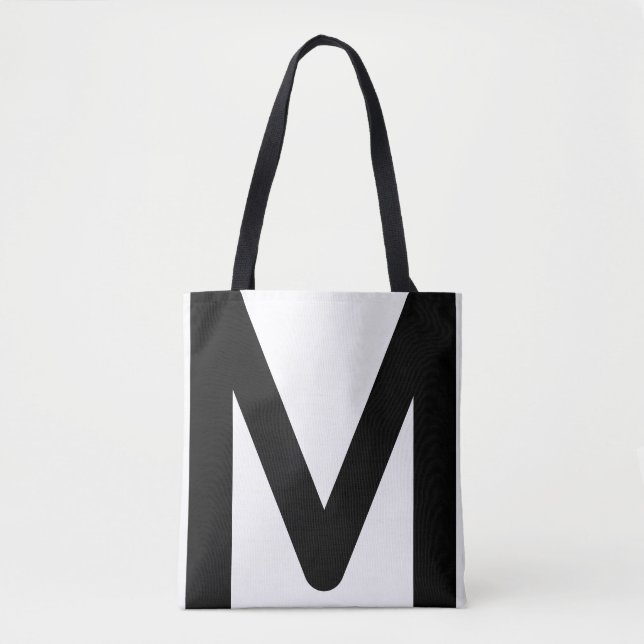Tote Bag Monogramme élégant en noir et blanc (Devant)