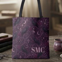 Monogramme énigmatique de corbeau gothique prune