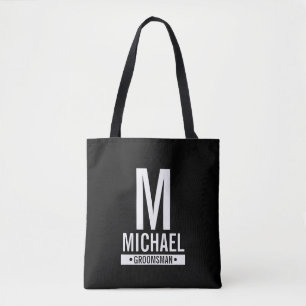 Tote Bag Monogramme et nom du Groomsman personnalisé Fourre