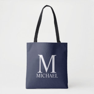 Tote Bag Monogramme et nom personnalisés bleu marine