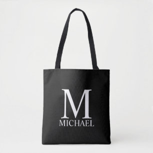 Tote Bag Monogramme et nom personnalisés en noir