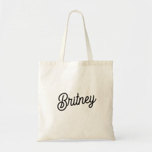 Tote Bag Monogramme et nom personnalisés en noir moderne
