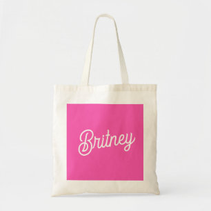 Tote Bag Monogramme et nom personnalisés Rose vif moderne