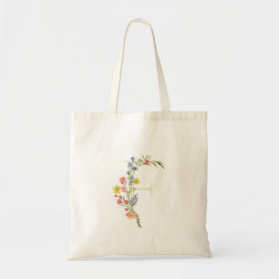 Tote Bag monogramme F mariage fleurs sauvages Shower de mar