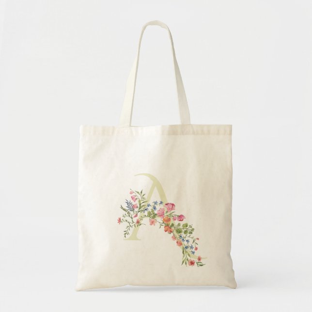 Tote Bag monogramme Fête de mariage printanière pour future (Devant)