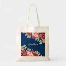 Tote Bag Monogramme floral bleu marine Bourgogne