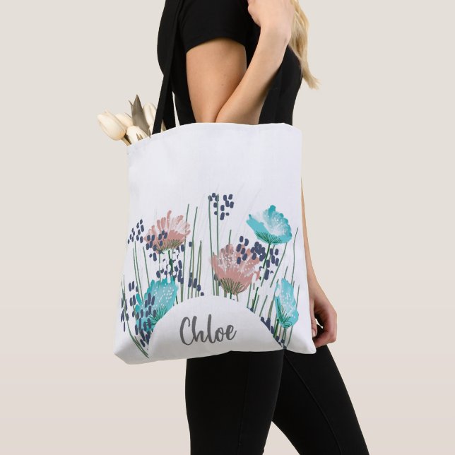 Tote Bag Monogramme floral de chrome (De près)