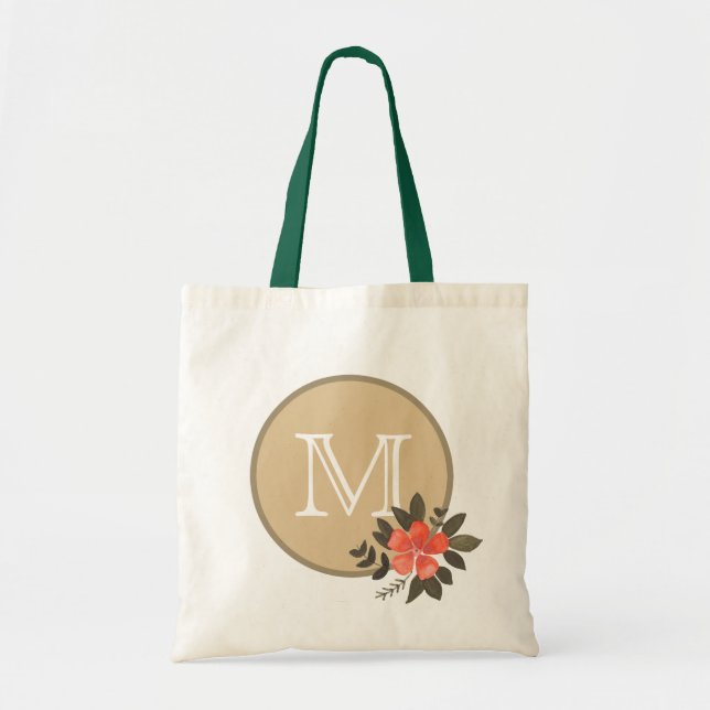 Tote Bag Monogramme floral d'or (Devant)