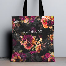 Monogramme floral élégant fuchsia orange
