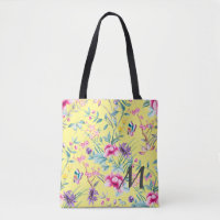 Monogramme floral et papillon jaune