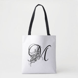 Tote Bag Monogramme floral gravé par cru élégant