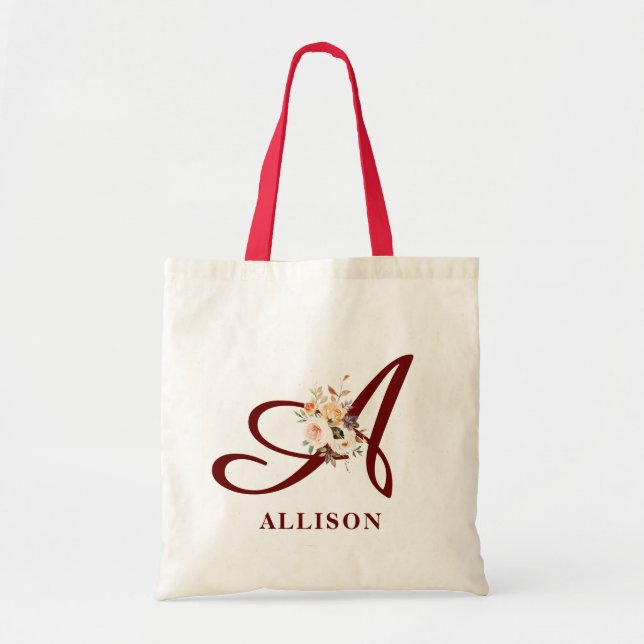Tote Bag monogramme floral rustique (Devant)