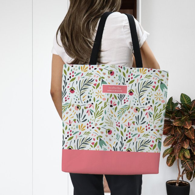 Tote Bag Monogramme floral Whimsy Garden (Créateur téléchargé)