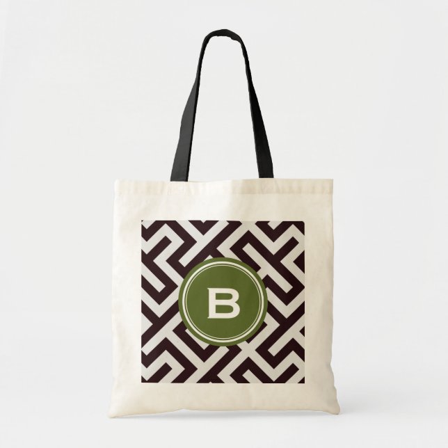 Tote Bag Monogramme géométrique principal grec noir moderne (Devant)