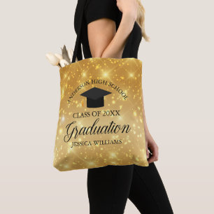 Tote Bag Monogramme glamour or étincelant personnalisé pour
