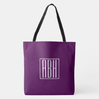 Monogramme initial | Blanc Sur Violet Profond