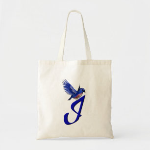 Tote Bag Monogramme Initial I Élégant Bluebird