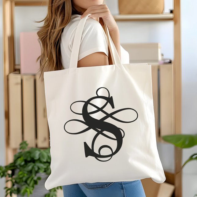 Tote Bag Monogramme initial tourbillonnant (Créateur téléchargé)