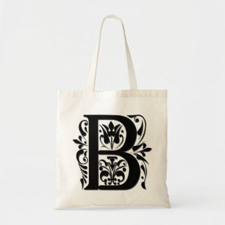 Tote Bag Monogramme initiale B - style de découpe papier