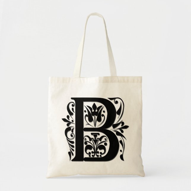 Tote Bag Monogramme initiale B - style de découpe papier (Devant)