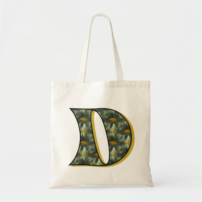Tote Bag Monogramme Initiale D Marguerite (Devant)