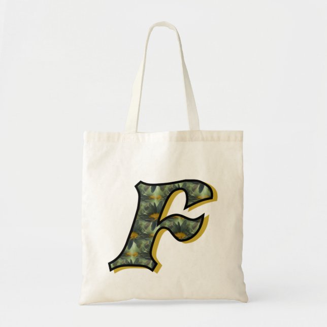 Tote Bag Monogramme initiale F Marguerite (Devant)