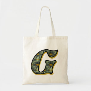 Tote Bag Monogramme Initiale G Fleurs Artistiques de Margue