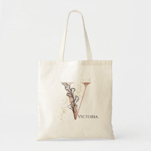 Tote Bag Monogramme Initiale Lettre Moderne V Bohème Person