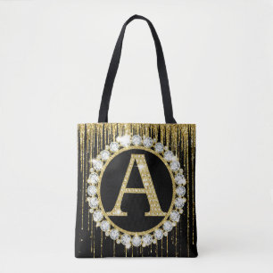 Tote Bag Monogramme Initiale Personnalisée avec Dégoulinade