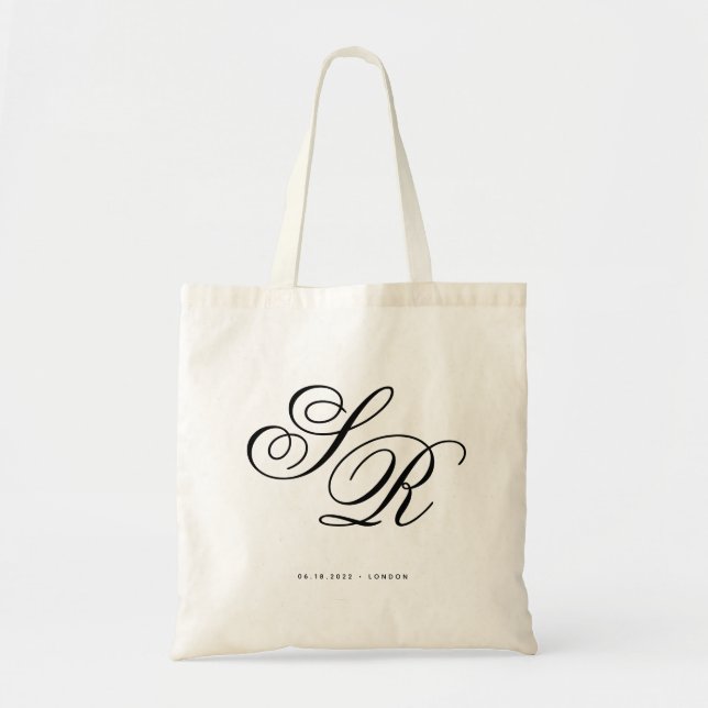 Tote Bag Monogramme initiale personnalisée de bienvenue de  (Devant)