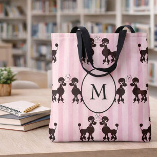 Tote Bag Monogramme Joli Poodé Rose