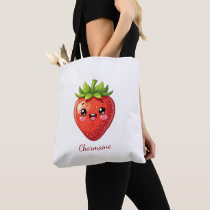 Tote Bag Monogramme jolie fraise kawaii