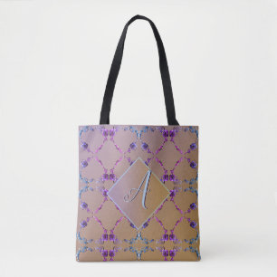 Tote Bag Monogramme Lavender Blush Coeurs Roses Fourre-tout