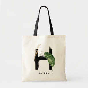 Tote Bag Monogramme lettre H   Demoiselle d'honneur feuille