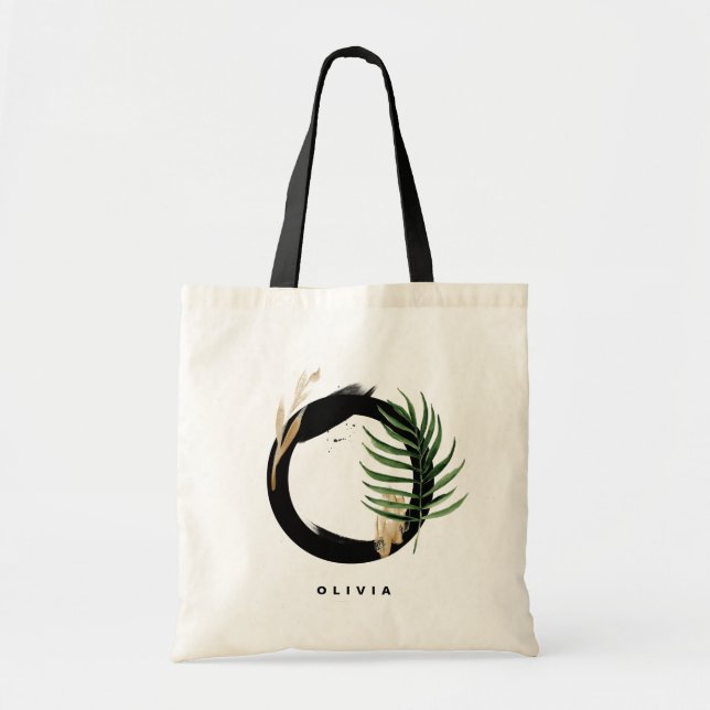 Tote Bag Monogramme Lettre O | Demoiselle d'honneur Feuille (Devant)