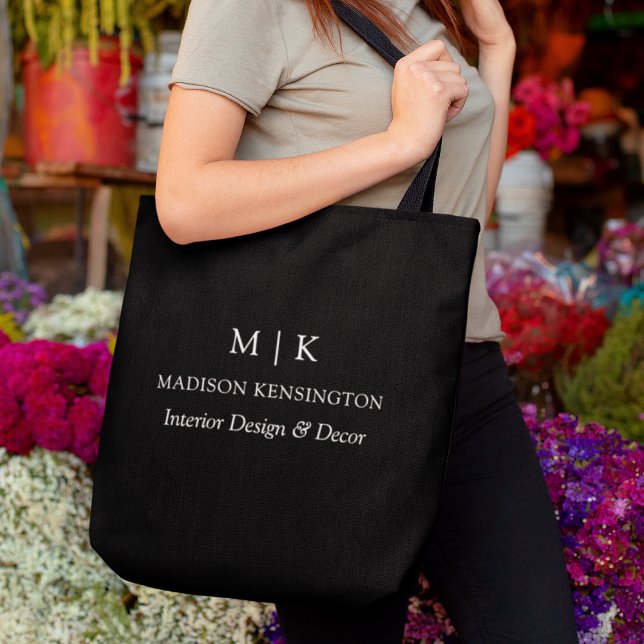 Tote Bag Monogramme minimaliste ou ajouter un logo Business (Edit to Customize text, colors and more)
