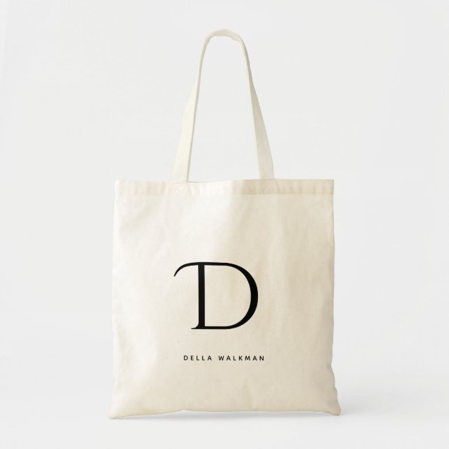 Tote Bag Monogramme minimaliste simple Nom élégant (Devant)